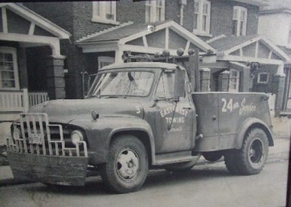This was truck No. 3 with a manual winch. Dad called it 'arm strong'.<br />Picture is from Early 1960's.