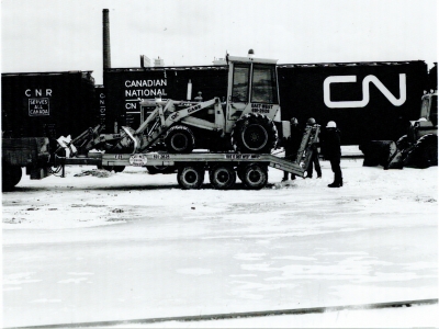 Removing snow from the CN railyard.