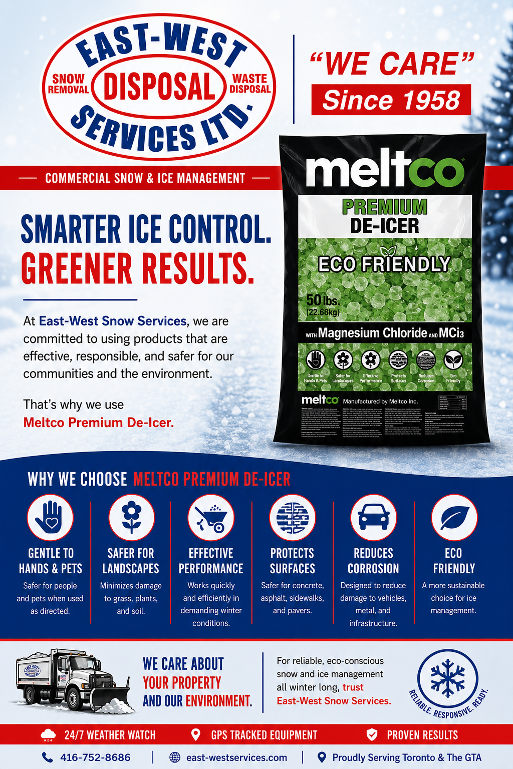 Meltco premium de-icing product used by East-West Snow Services in Toronto